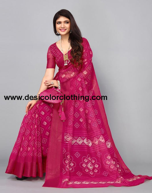 Rani Pink Cotton Saree