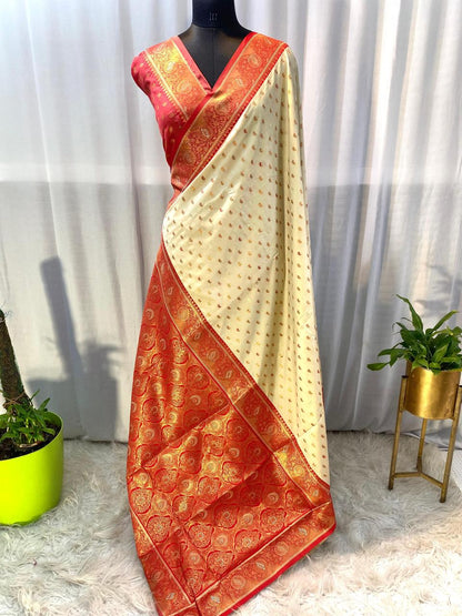 Product Image - Exquisite Pure Soft Paithani Silk Saree with Contrast Weaving Border