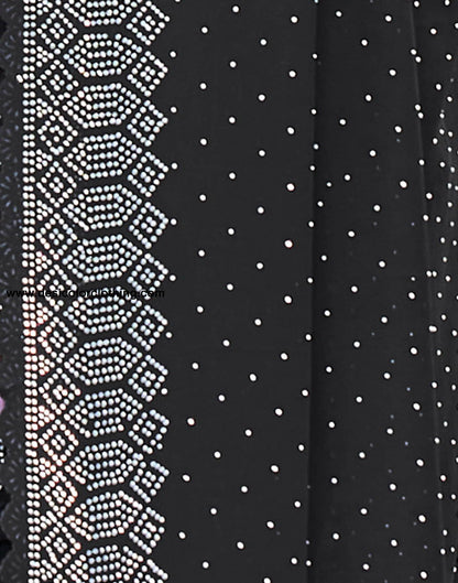 Black Swarovski Georgette Stone Work Saree