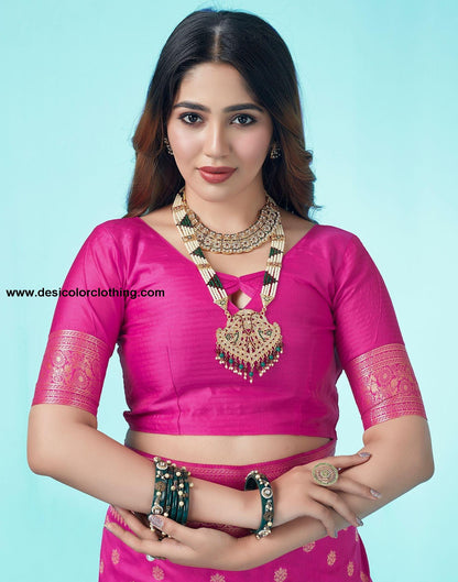 Rani Pink Jacquard Silk Saree