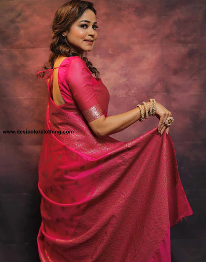 Pink Banarasi Silk Woven Saree