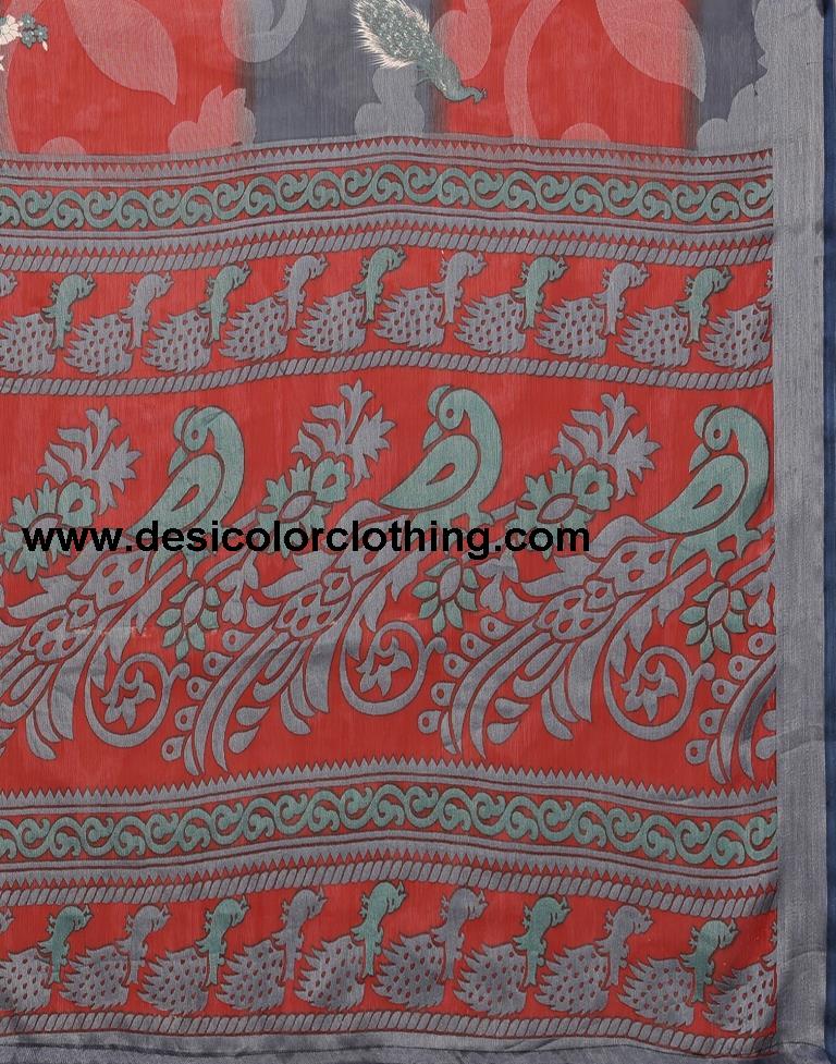 Red Brasso Self Woven Saree