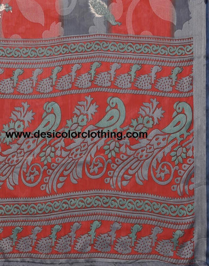 Red Brasso Self Woven Saree