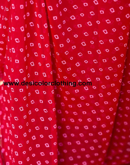 Red Georgette Printed Saree