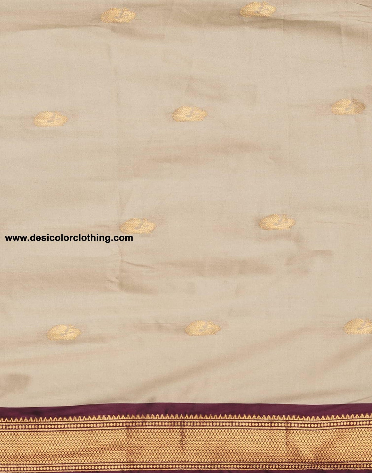 Beige Kanjivaram Silk Woven Saree