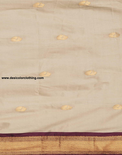 Beige Kanjivaram Silk Woven Saree