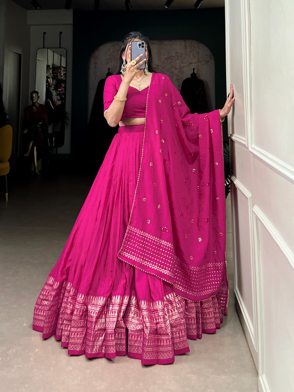 Product Image - Exquisite Chanderi Lehenga Choli for Weddings & Festive Wear