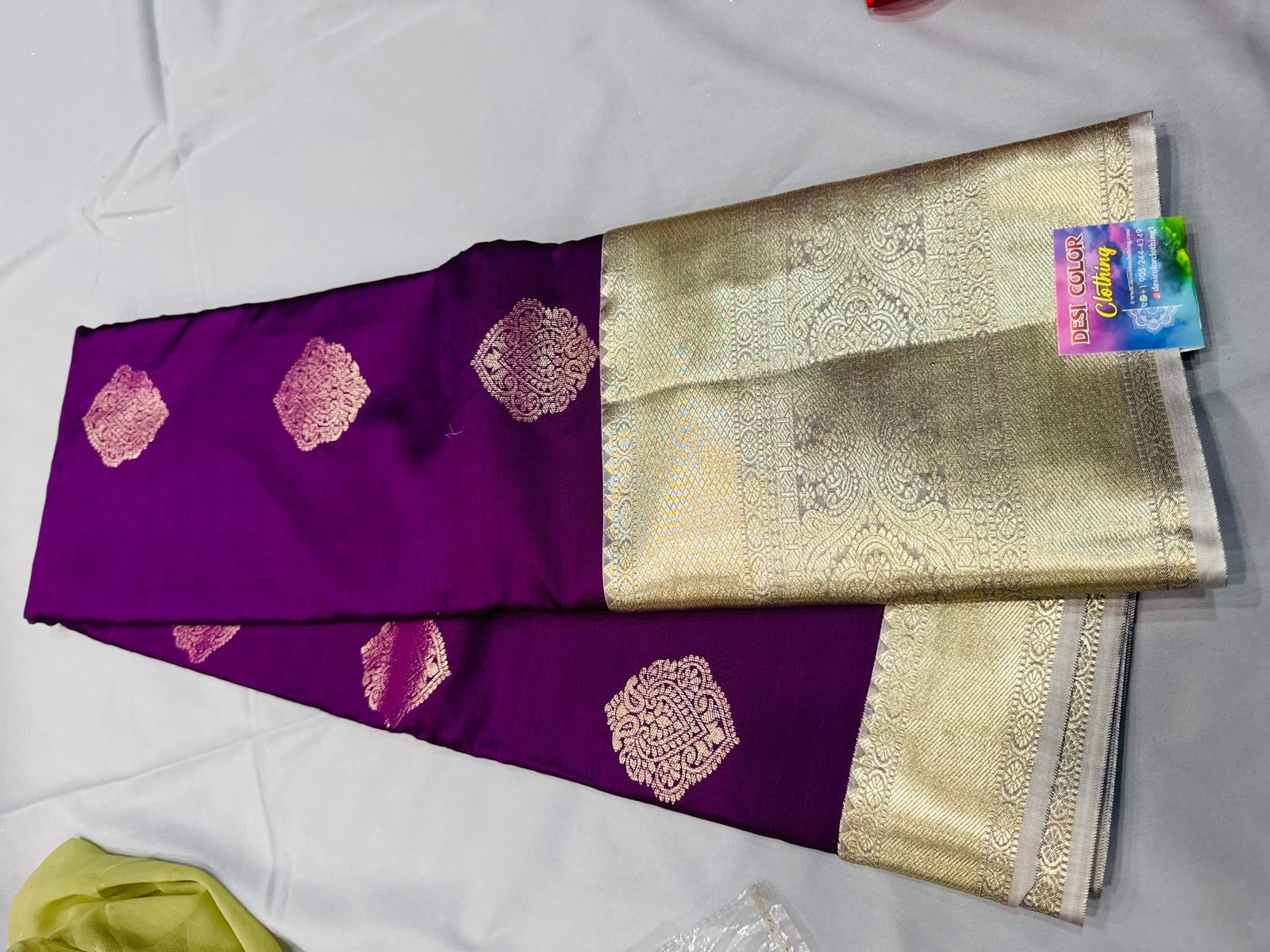 Exquisite Kachipuram Bridal Tissue Saree DesiColorClothing
