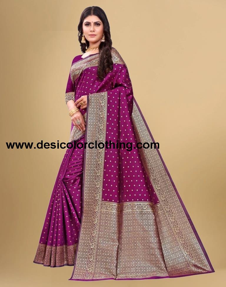 Purple Banarasi Silk Saree