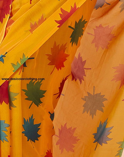 Turmeric Yellow Printed Georgette Saree