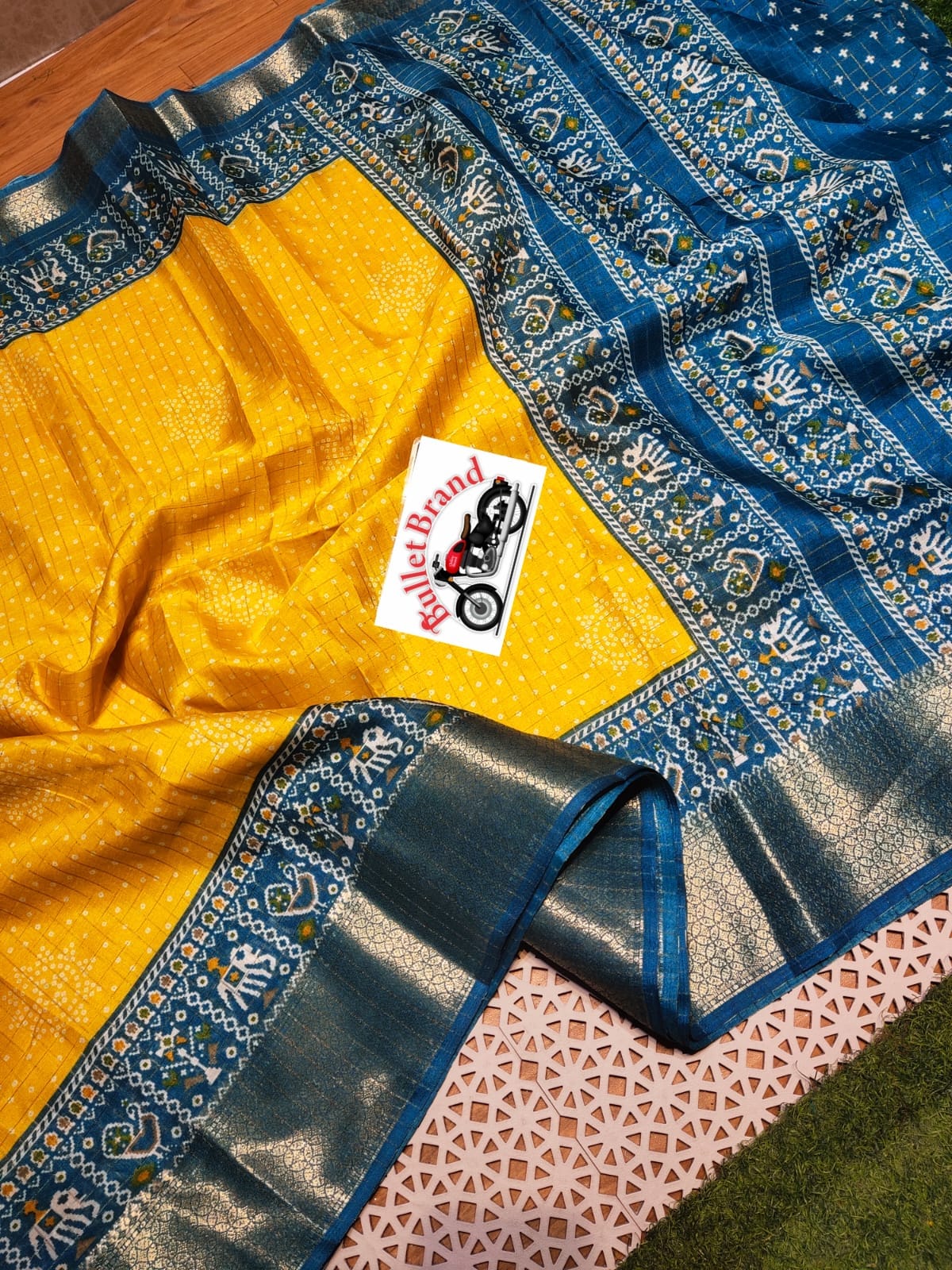 Product Image - Designer Dola Silk Saree with Floral Design & Contrast Border