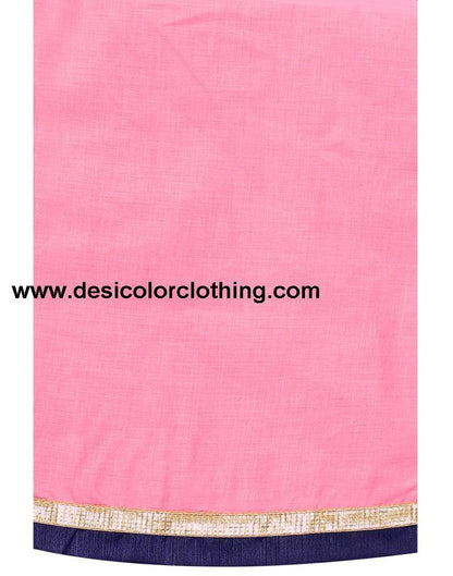 Pink Cotton Embroidered Unstitched Salwar Suit