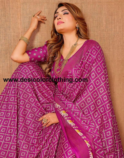 Deep Purple Printed Saree
