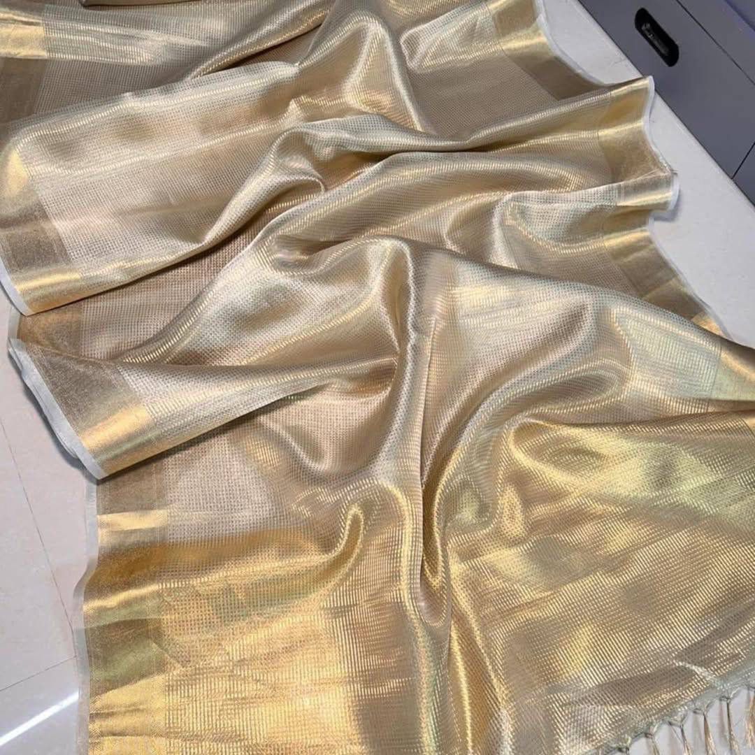 Product Image - Golden Tissue Silk Banarsi Handloom Saree