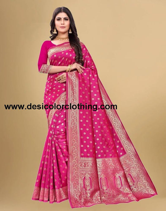 Pink Banarasi Silk Saree