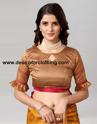Turmeric Yellow Coloured Poly Silk Printed Saree | SLV2228S125