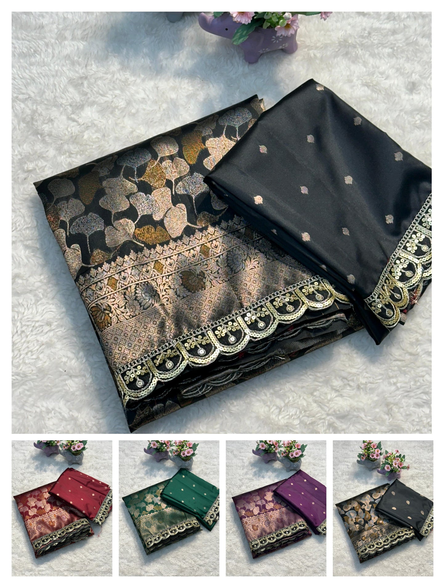 Product Image - Elegant Pure Soft Silk Saree with Embroidery