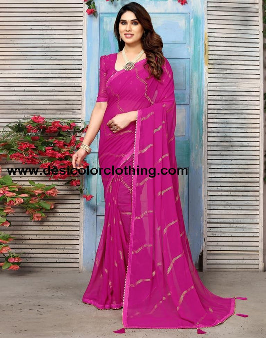 Rani Pink Georgette Printed Saree