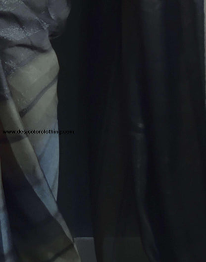 Baige Printed Georgette Pre-draped Saree