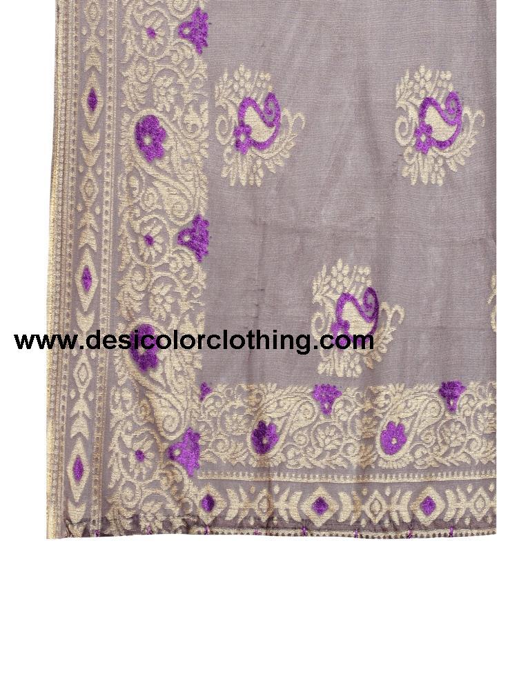Amethyst Purple Coloured Lycra Brasso Embellished Partywear saree | SLV1699S411