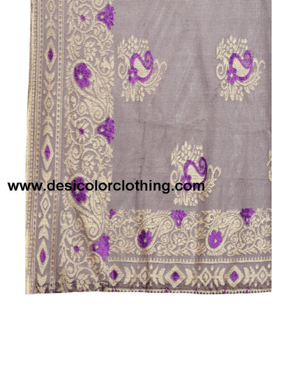 Amethyst Purple Coloured Lycra Brasso Embellished Partywear saree | SLV1699S411