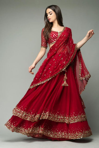 Product Image - Luxurious Designer Gajji Silk Suit & Banarasi Lehenga Choli for Festive & Wedding Wear