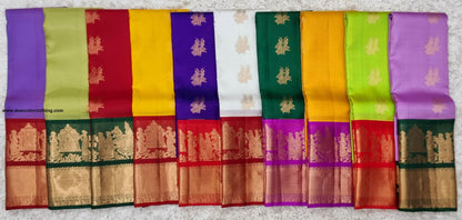 Kanchipuram 100% Pure Handwoven 1G Gold Zari Korvai Silk Saree with Big Border