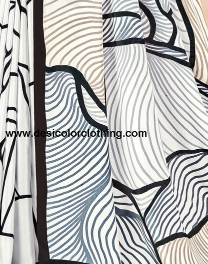 White Silk Printed Sarees