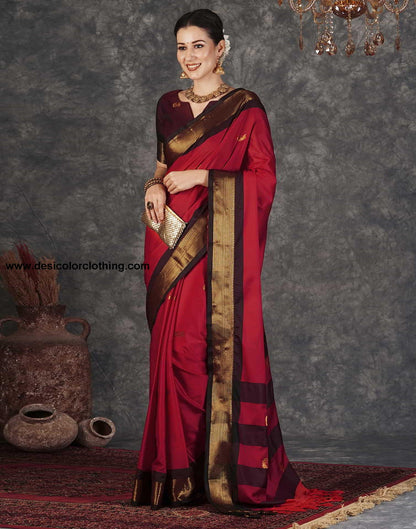 Red Kanjivaram Silk Woven Saree