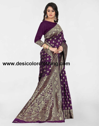 Purple Jacquard Banarasi Silk Saree