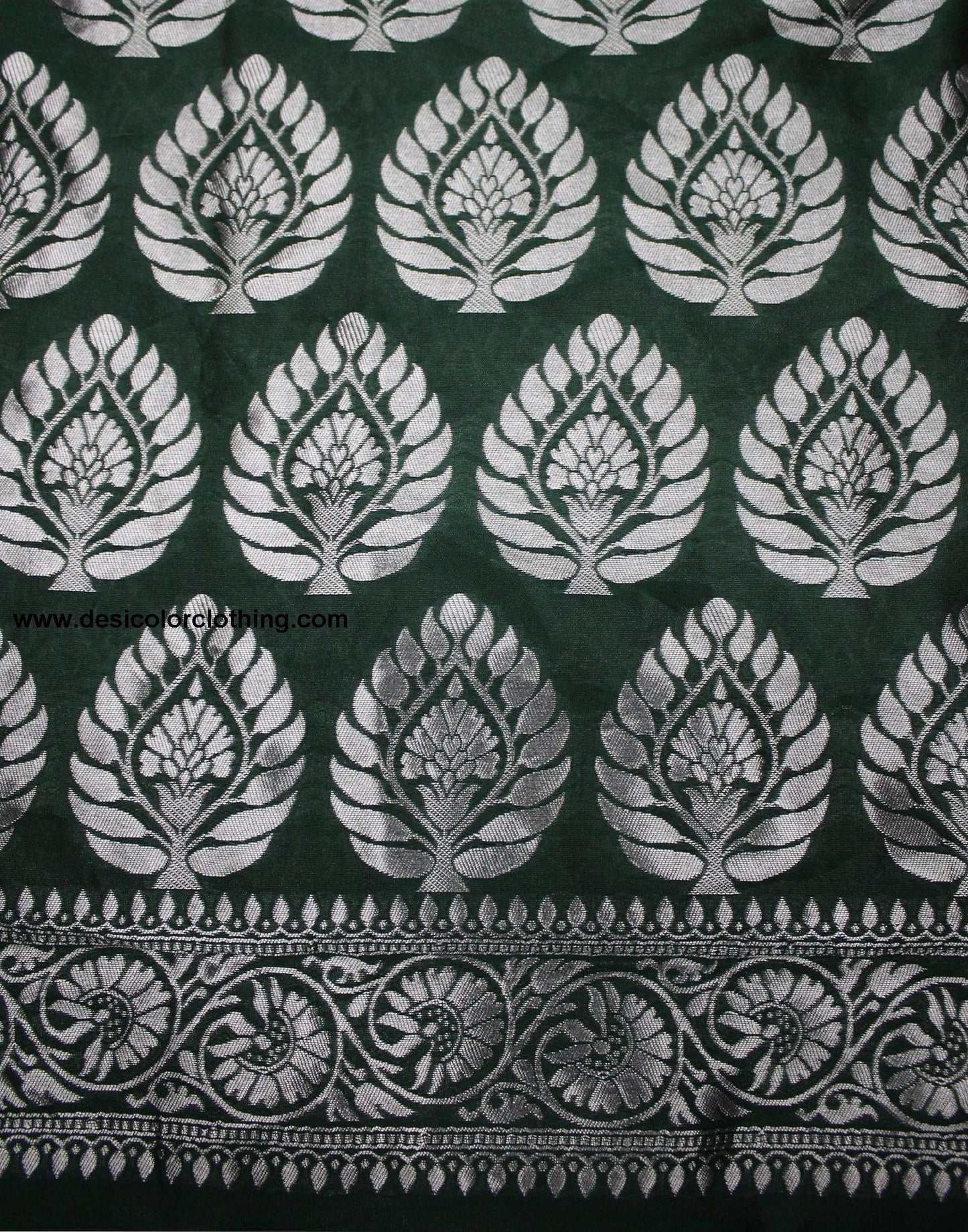 Dark Green Silk Plain Saree