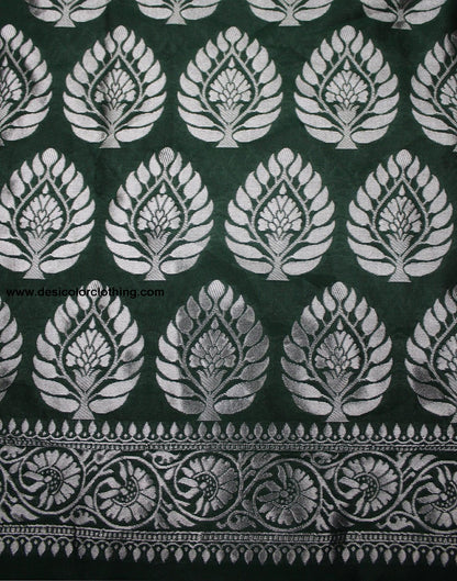 Dark Green Silk Plain Saree