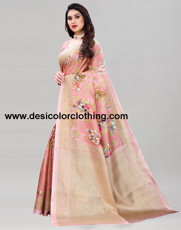 Rose Pink Khadi Silk Saree | 2108S237