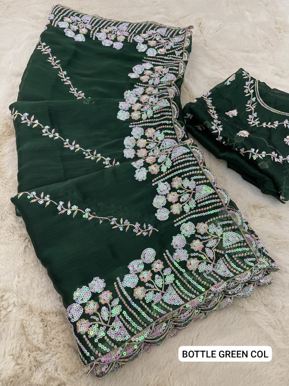 Product Image - Elegant Designer Saree with Georgette Fabric and Embroidery Work | Festive Wear