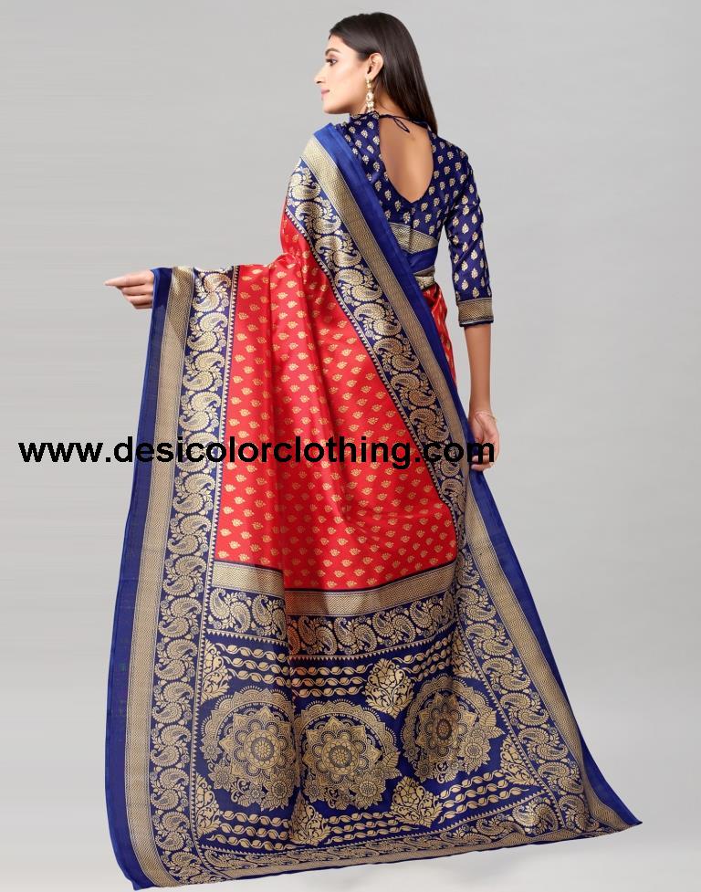 Red Printed Silk Saree
