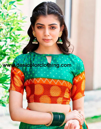 Teal Green Cotton Printed Sarees