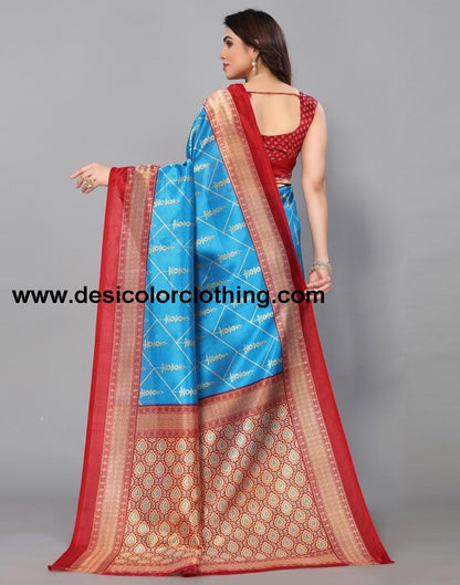 Sky Blue Banarasi Silk Saree