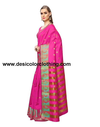 Pink Coloured Poly Silk Jacquard Partywear saree