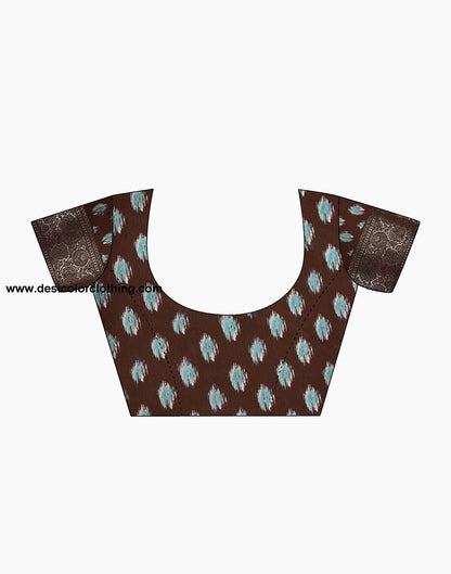 Brown Silk Printed Saree