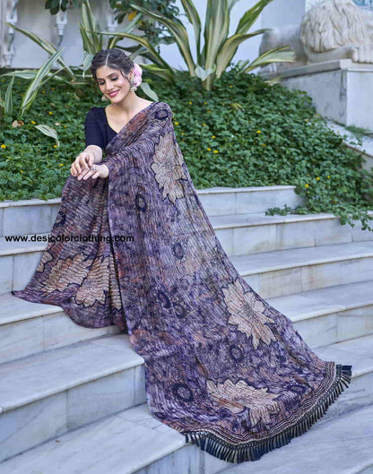 Blue Georgette Printed Saree