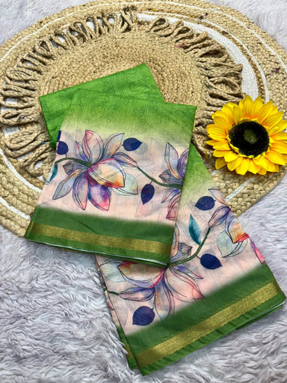 Product Image - Designer Dola Silk Saree with Floral Weave and Contrast Border