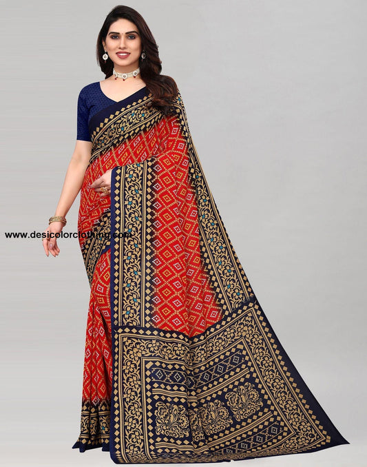 Red Raniel Printed Saree