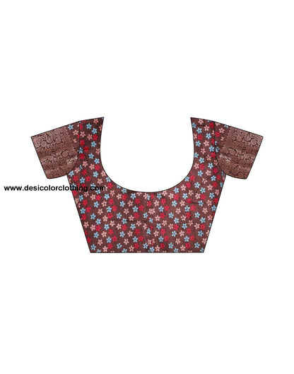 Brown Silk Printed Saree