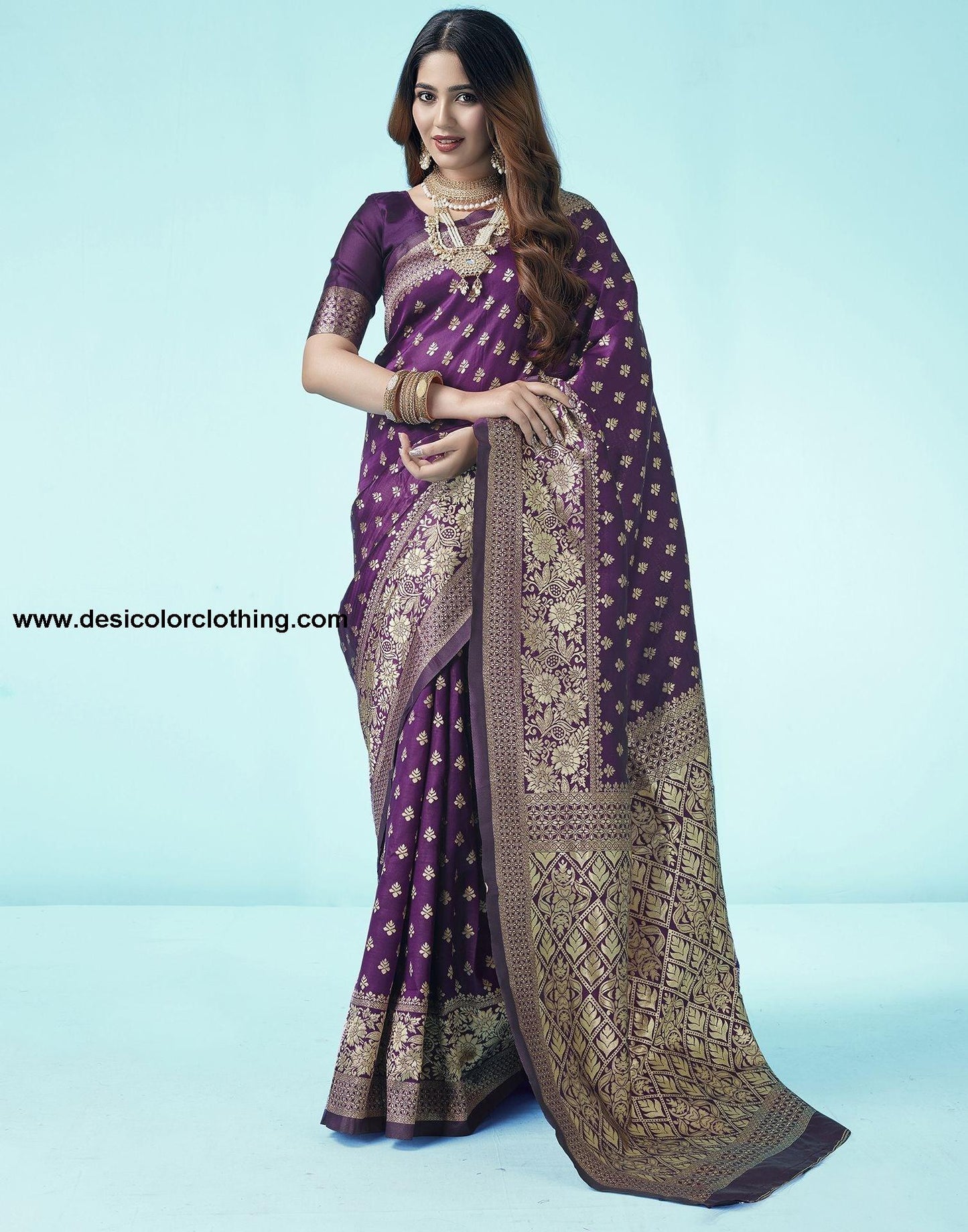 Purple Jacquard Silk Saree