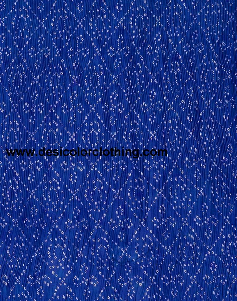 Royal Blue Bandhani Georgette Saree