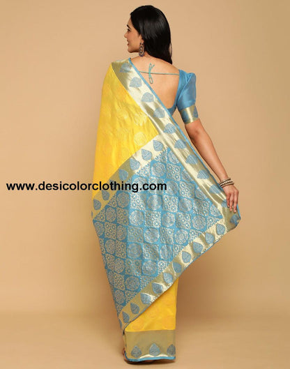 Yellow Banarasi Silk Saree