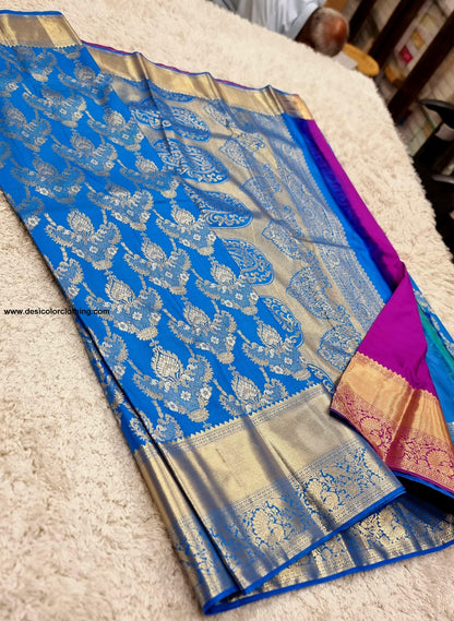 Kanchipuram Meenakari Pattern Bridal Blended High Quality Budget Silk Sarees