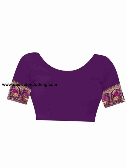 Purple Silk Plain Saree