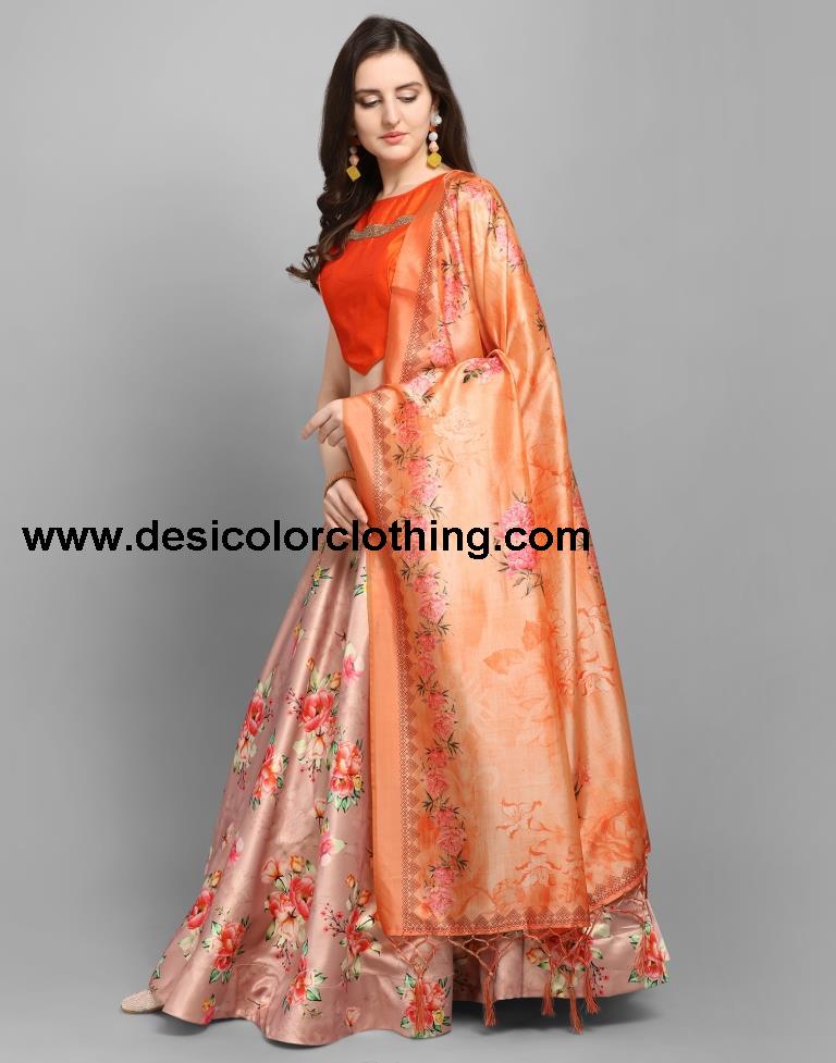 Royal Mauve Coloured Poly Silk Digital Printed Casual Wear Lehenga | SLV102L10174