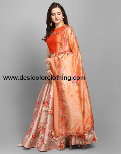 Royal Mauve Coloured Poly Silk Digital Printed Casual Wear Lehenga | SLV102L10174